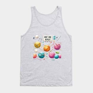 Knit One, Repeat, Knitting Balls of Yarn Tank Top